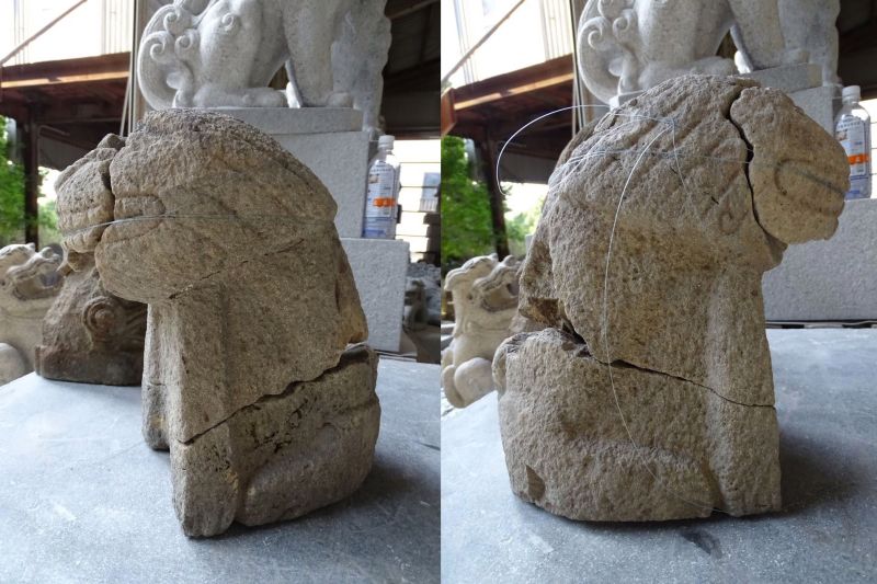 日引狛犬側面仮組